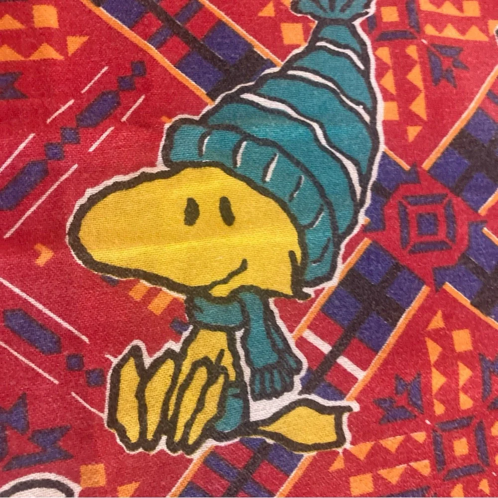 Vintage Snoopy Peanuts Flat Sheet Charlie Brown Red Cotton No Stains No Tears - Picture 3 of 8